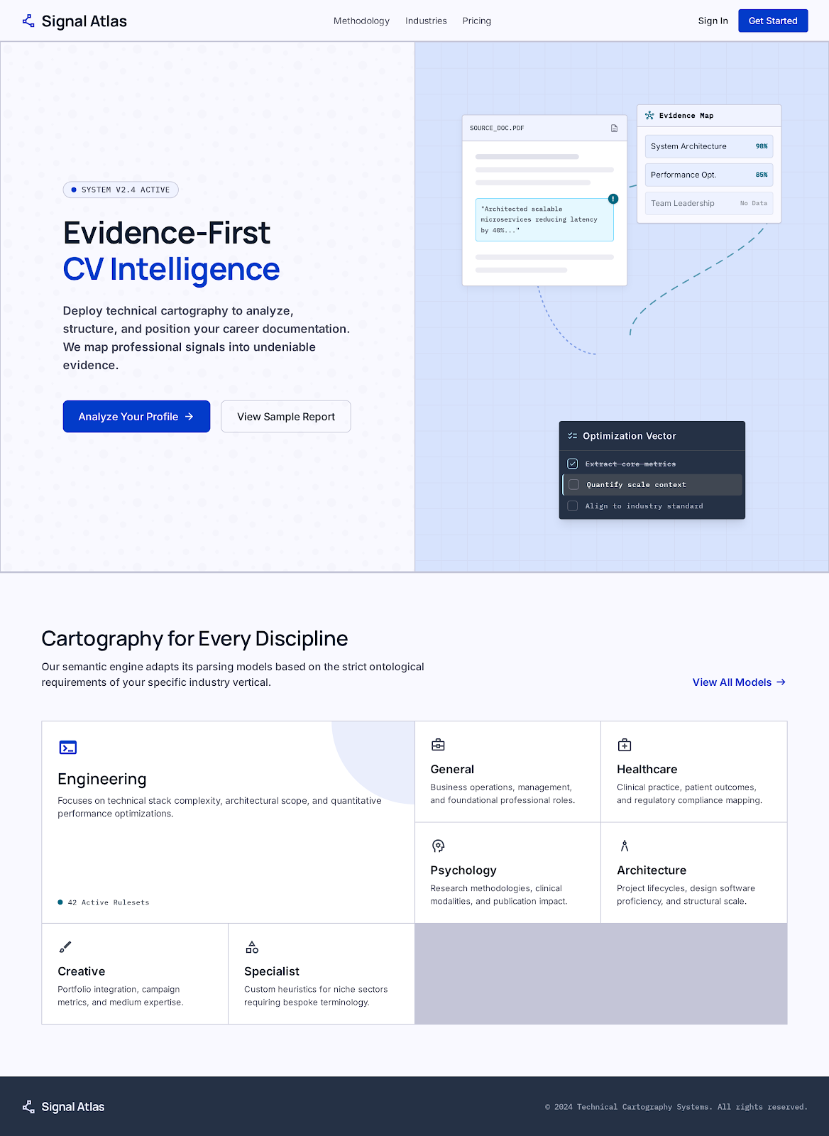SignalCV product workflow showing evidence connected to an action